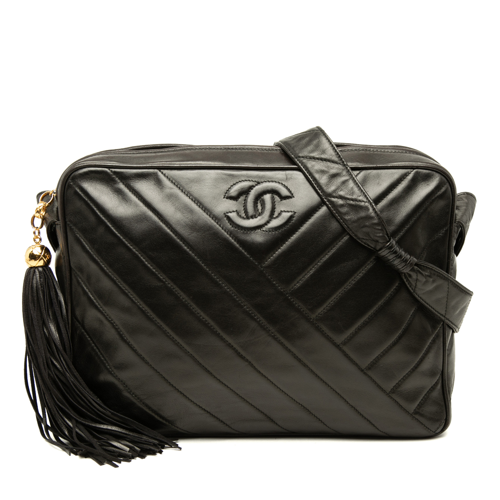 Pre-Loved Chanel CC Chevron Lambskin Tassel Crossbody